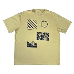 American Eagle Mens Oversized Graphic T-Shirt Yellow Mountain Palm Large